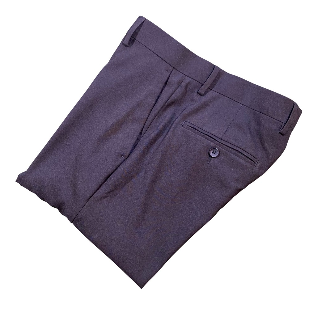 Haggar Mens Straight‎ Fit Premium Stretch Dress Pants 30x30 Black Flat Front